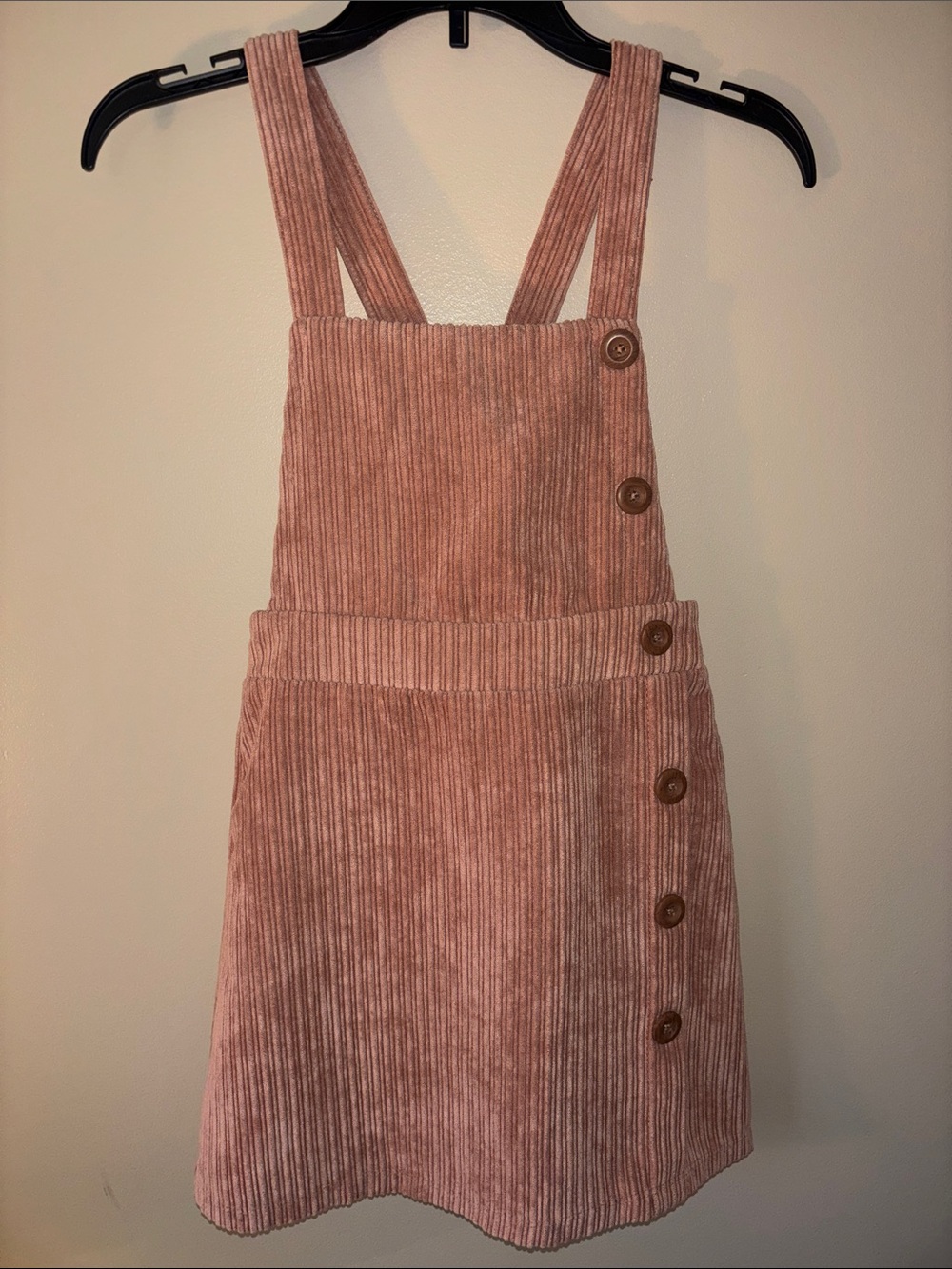 Art Class Dusty Pink Corduroy Pinafore Dress with Button Accents
